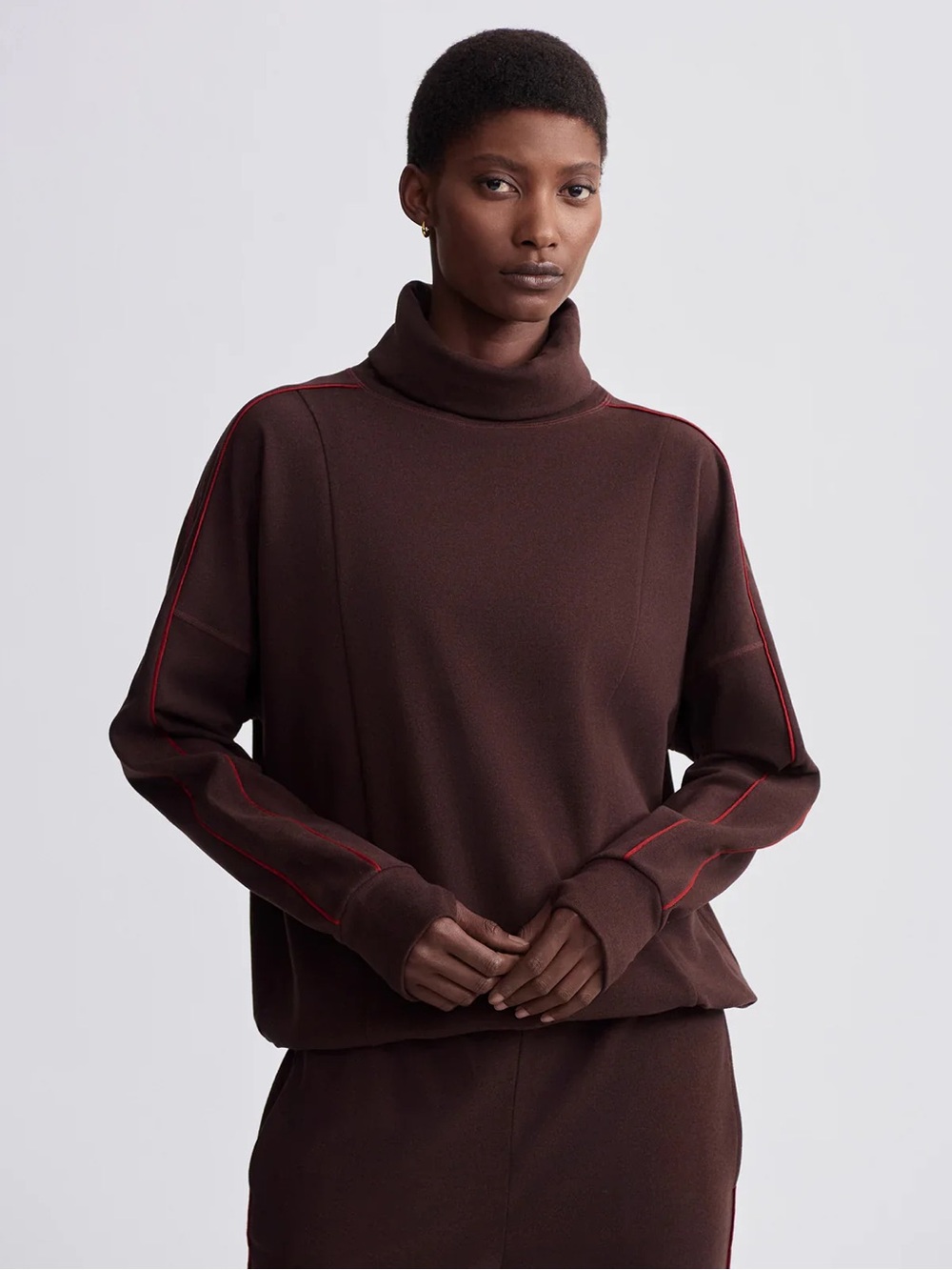 Varley Ariana High-Neck Midlayer in Chocolate Size S